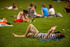 Relaxing on the lawn costs nothing and is much healthier than TV or X-box.