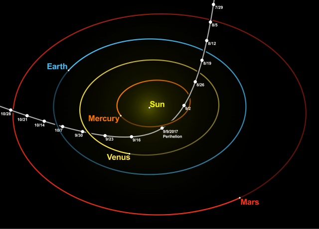 Path of Oumuamua through our solar system.